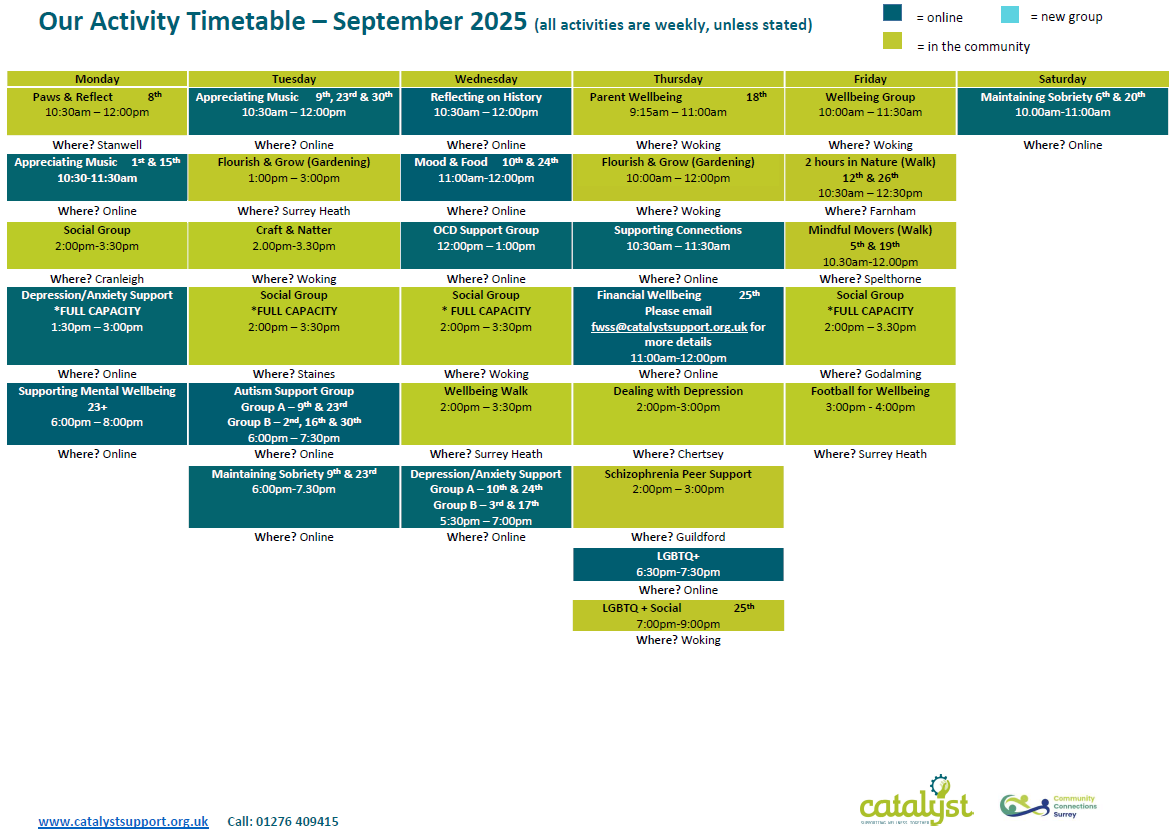 September 2024 Activity Timetable